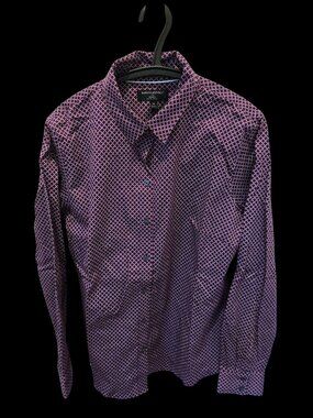 💜 Banana Republic Stretch-Cotton Hourglass Shirt – Purple Print (Size 14)